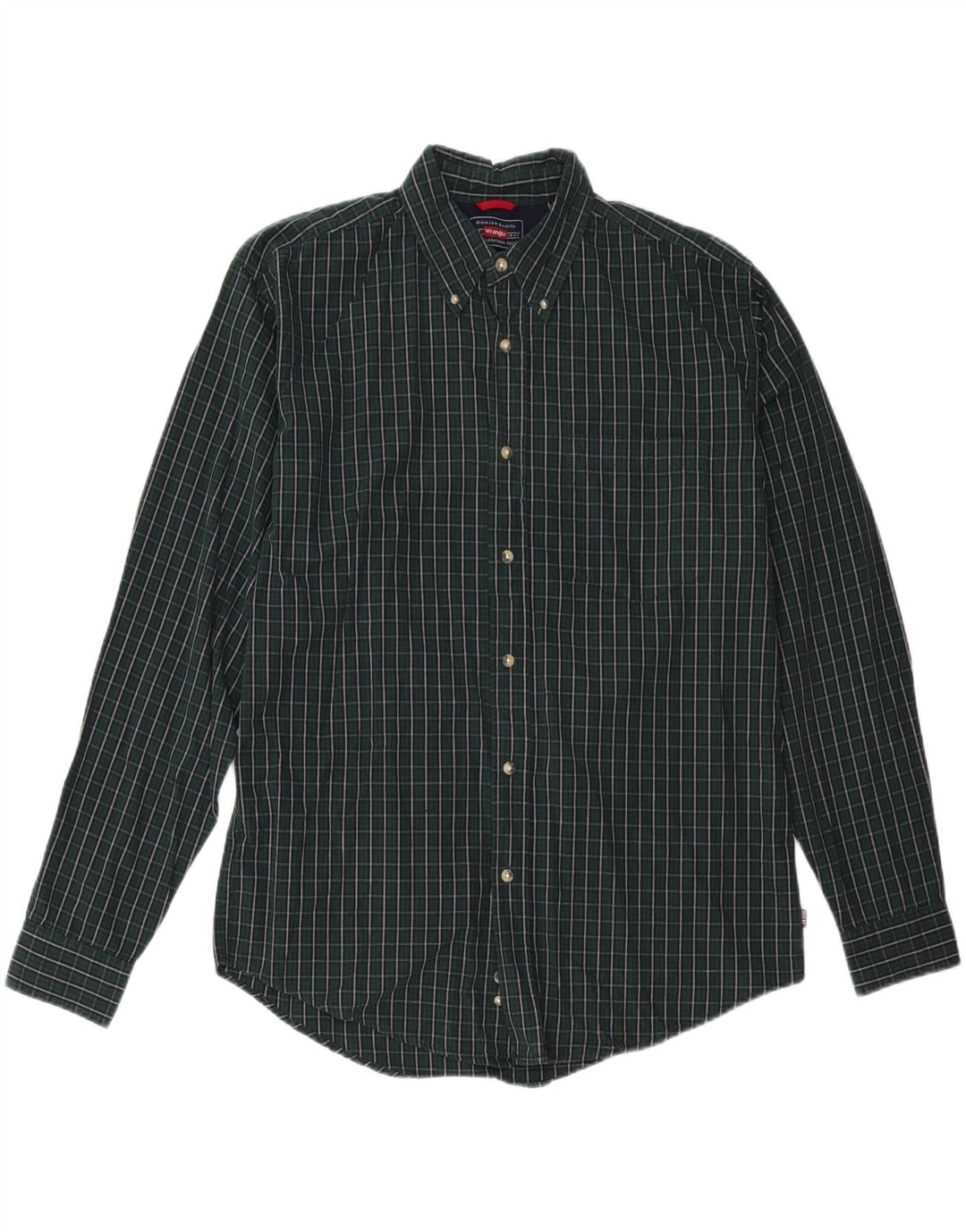 Camisa masculina de flanela WRANGLER algodão xadrez verde médio