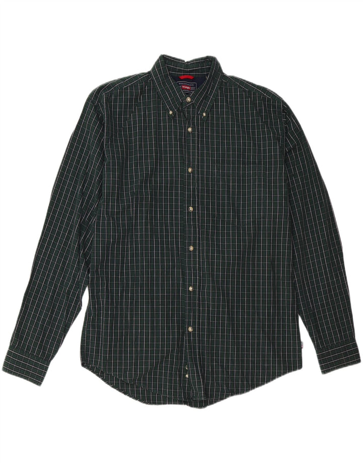 Camisa masculina de flanela WRANGLER algodão xadrez verde médio