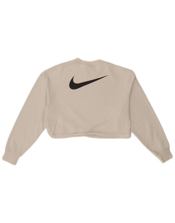 Moletom feminino Nike Oversized Graphic Crop Jumper UK 6 XS algodão branco
