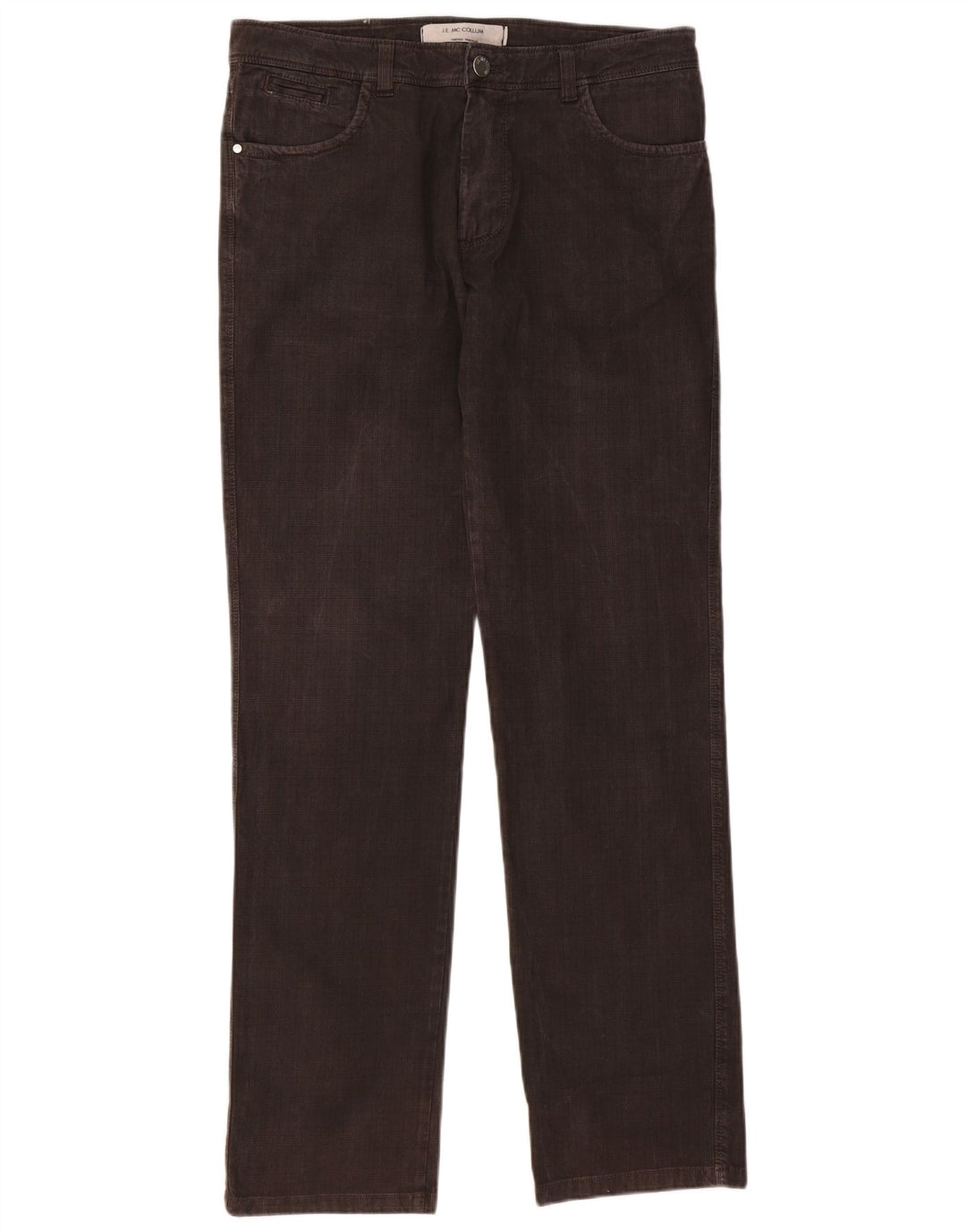 Calça casual masculina J.E. Mc Collum IT 50 grande W36 L32 xadrez marrom