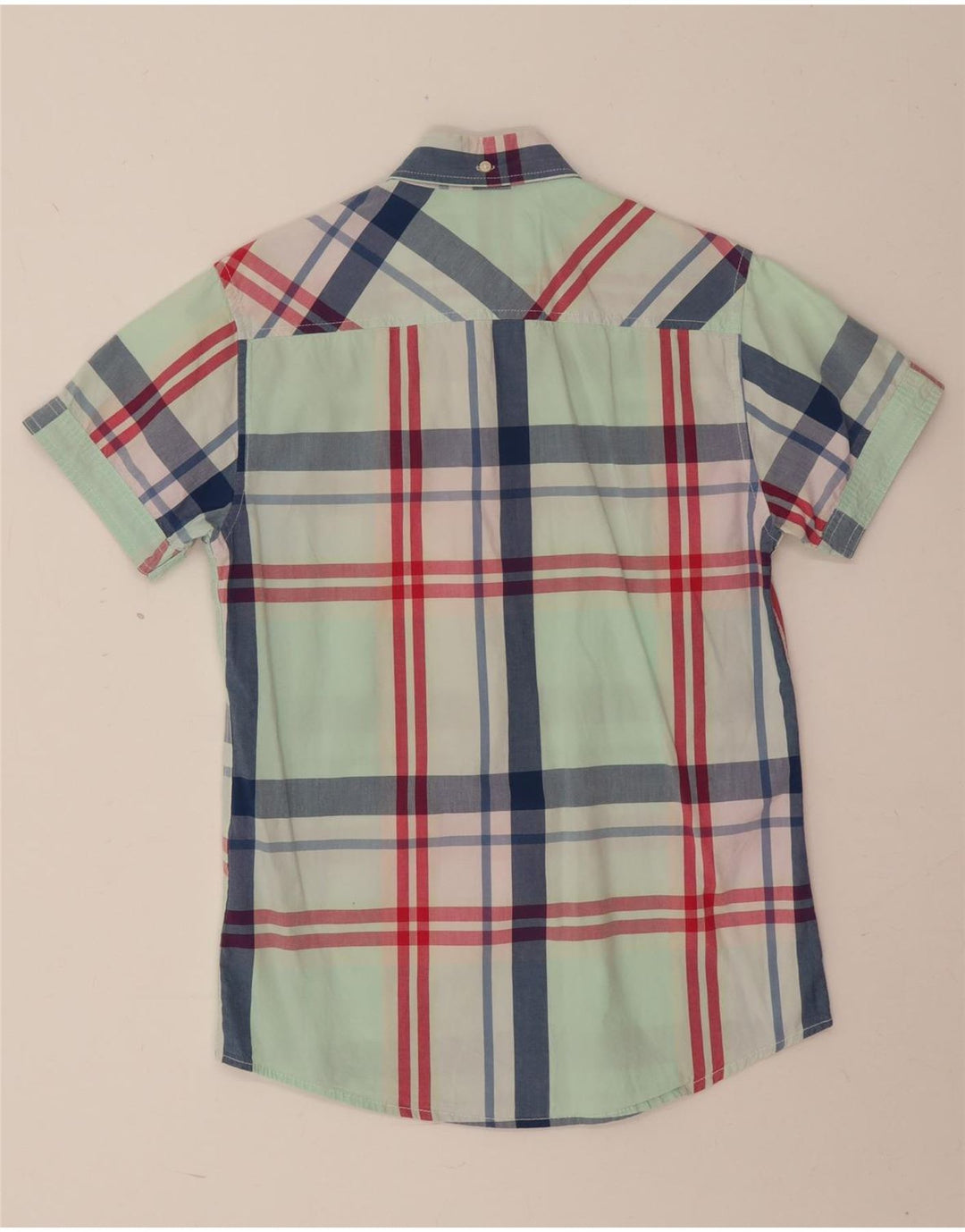 Camisa masculina de manga curta Jack & Jones pequena xadrez verde