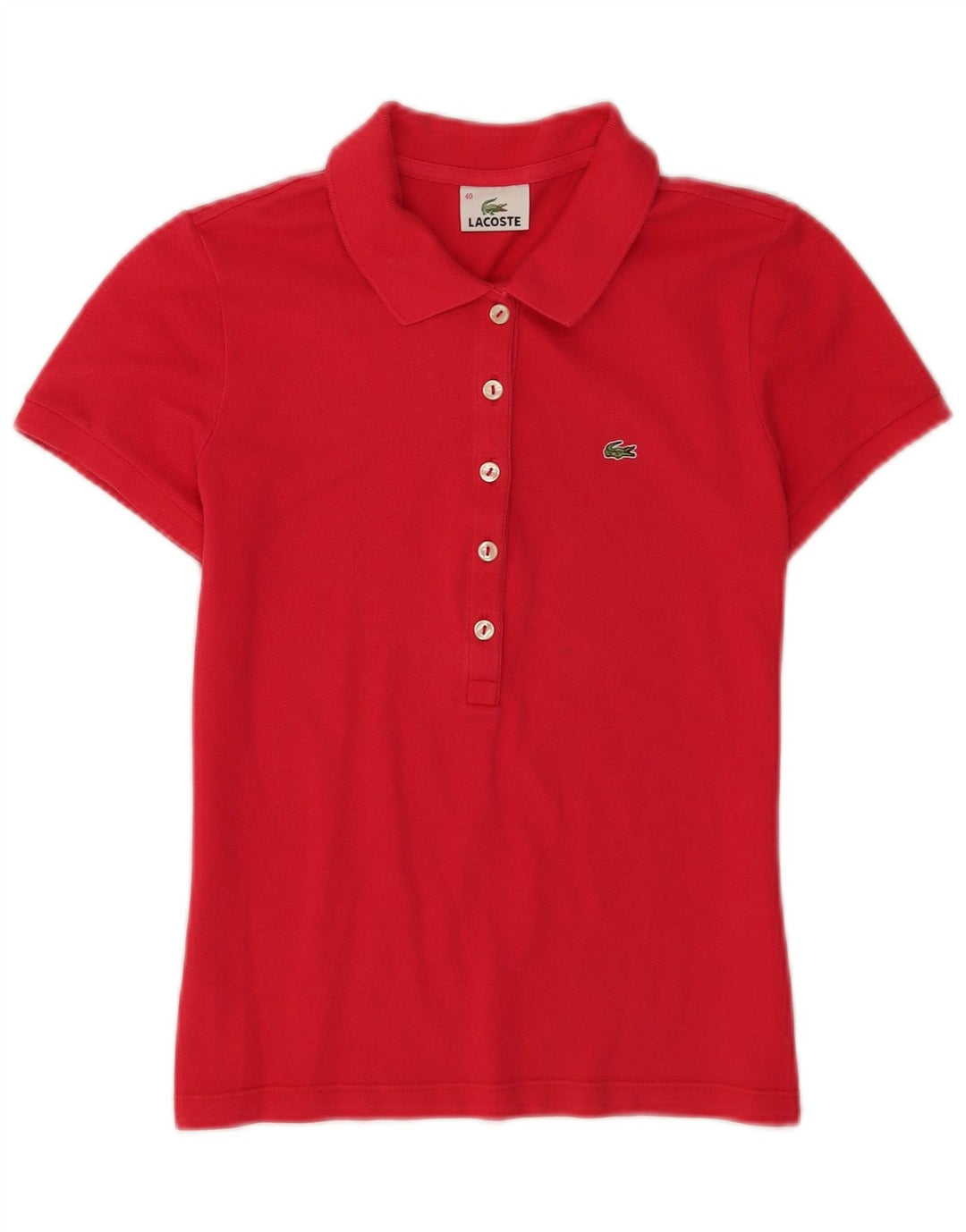 Lacoste camisa polo feminina de manga curta tamanho 40 médio algodão vermelho