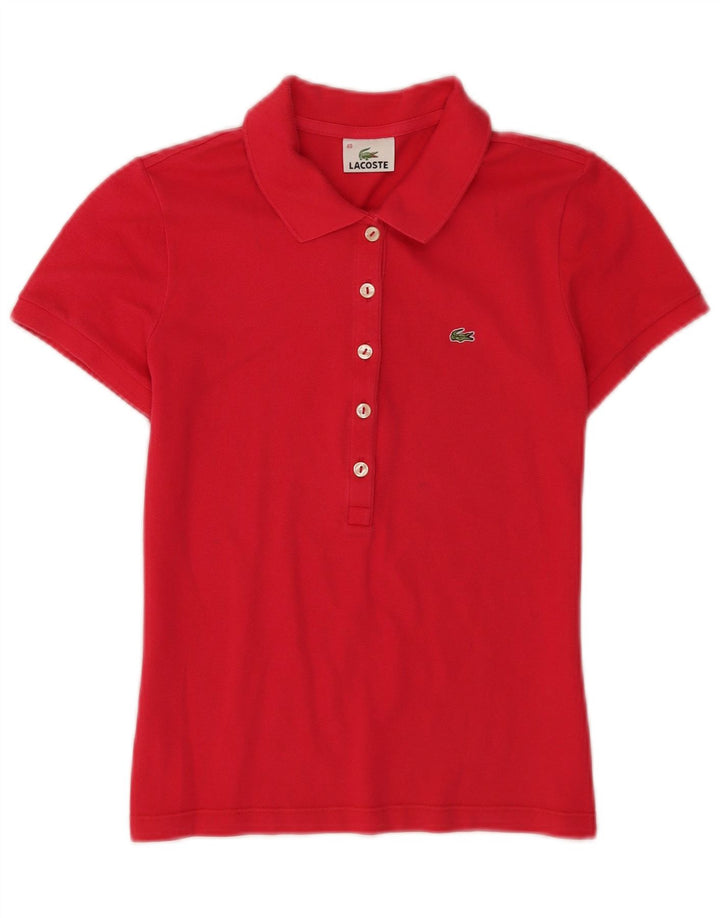 Lacoste camisa polo feminina de manga curta tamanho 40 médio algodão vermelho
