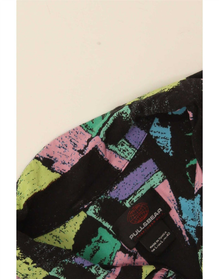 Camisa masculina de manga curta Pull & Bear grande geométrica multicolorida
