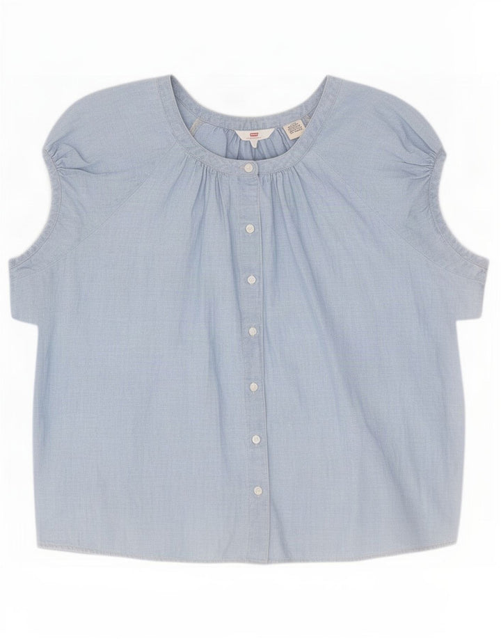 Blusa feminina oversized Levi's Reino Unido 16 grande algodão azul