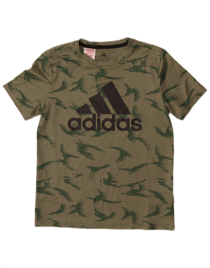 Camiseta Adidas Meninos Graphic 11-12 Anos Verde Camuflagem Poliéster