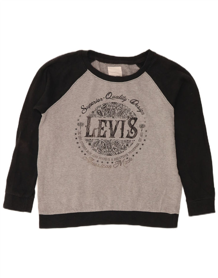 Suéter gráfico feminino Levi's UK 10 pequeno bloco cinza colorido