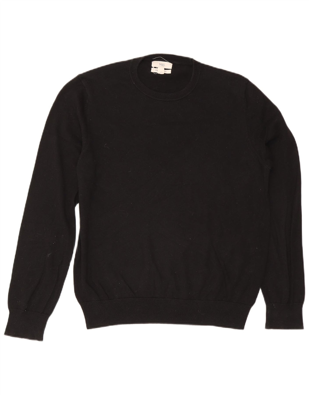 Suéter masculino Marks & Spencer com gola redonda, grande algodão preto