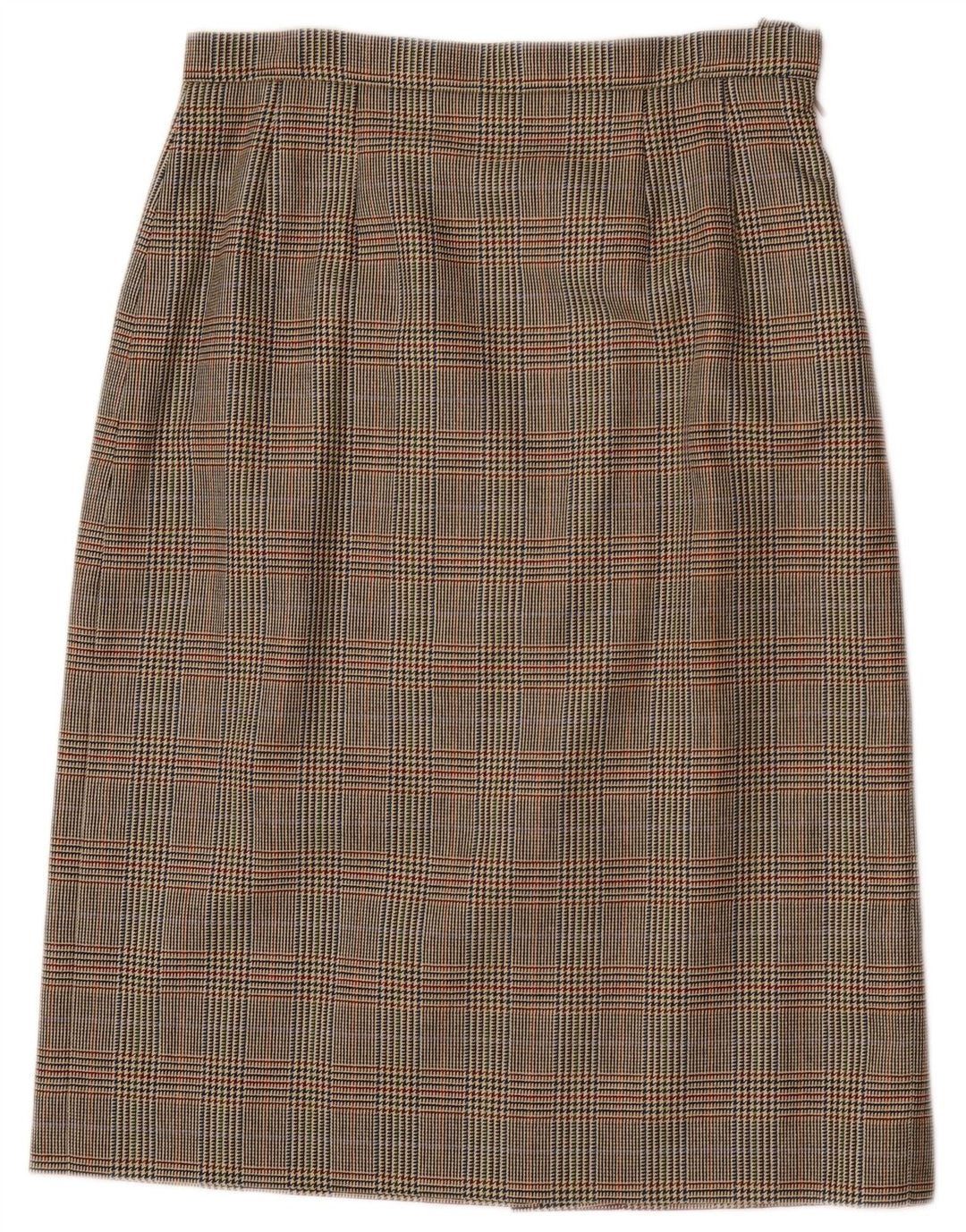 Aquascutum saia reta feminina W32 grande marrom houndstooth