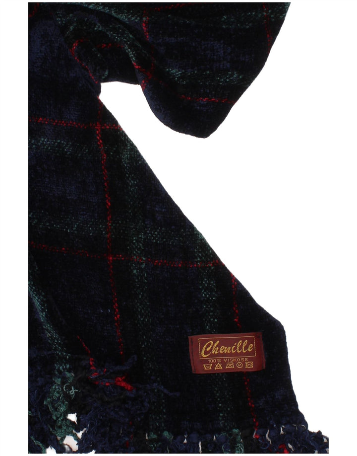 Lenço retangular feminino VINTAGE tamanho único azul marinho xadrez viscose clássico