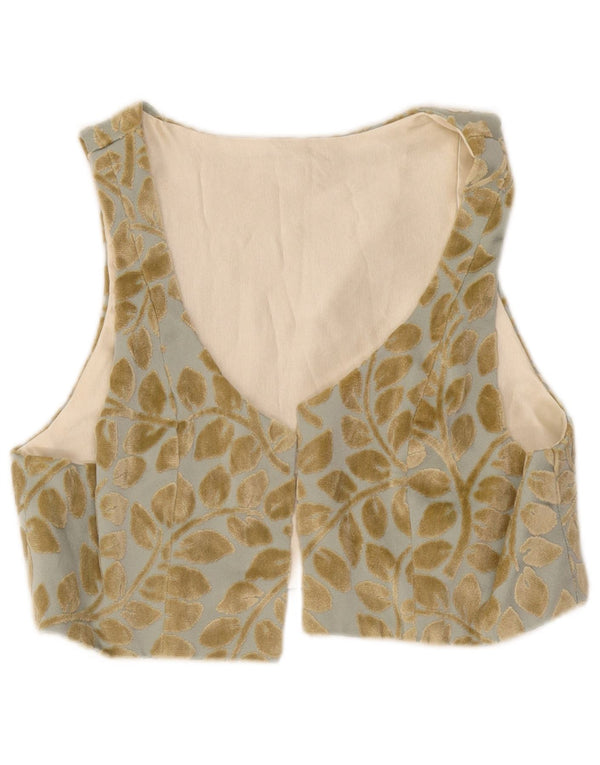 Colete feminino vintage UK 16 grande azul floral