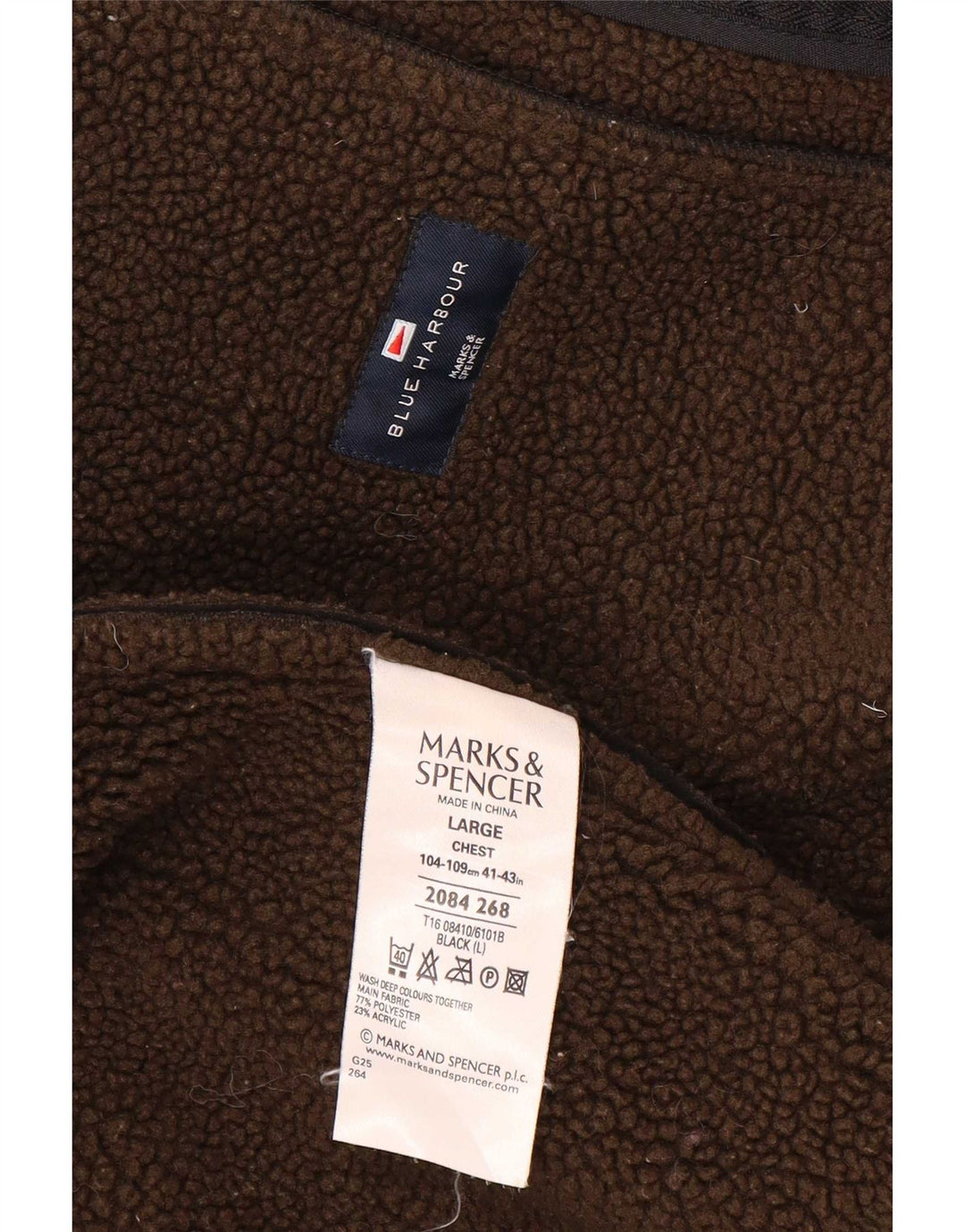 Jaqueta masculina Marks & Spencer Blue Harbor Sherpa Reino Unido 40 grande poliéster preto
