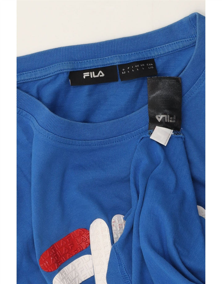 Fila Mens Graphic T-Shirt Top Grande Algodão Azul