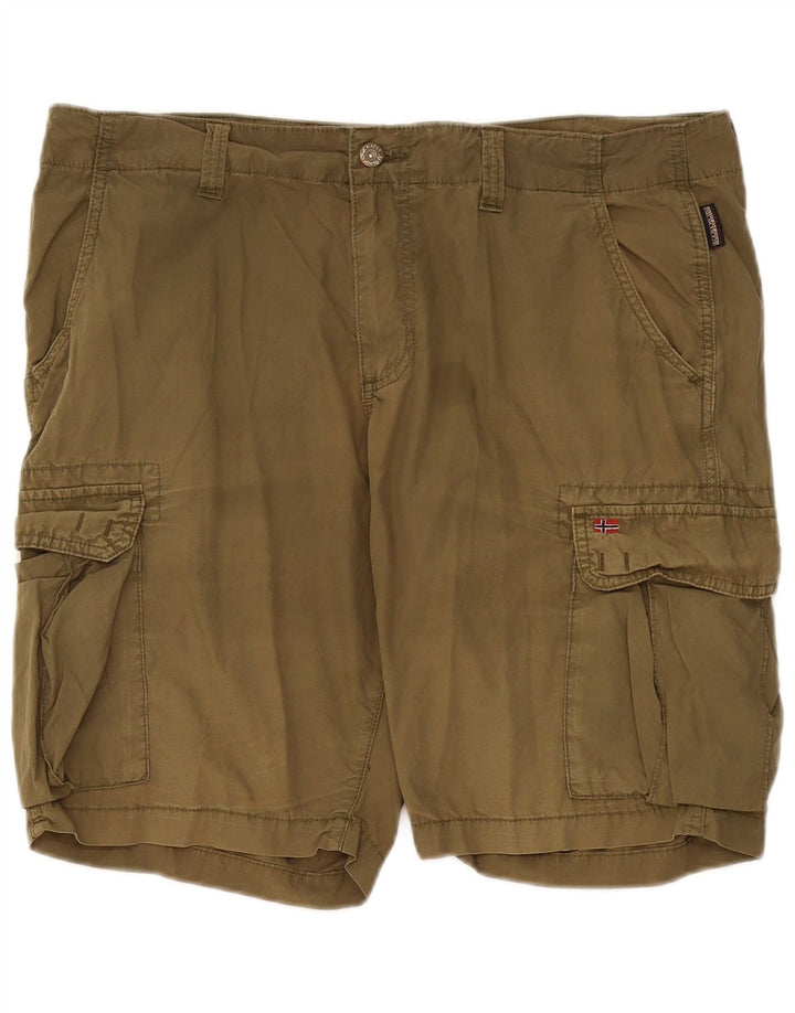 Shorts cargo masculino Napapijri W36 grande algodão cáqui