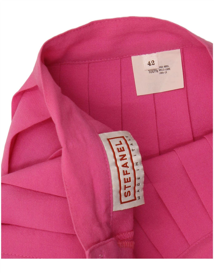 Saia feminina mini faca plissada Stefanel IT 42 médio W25 lã rosa