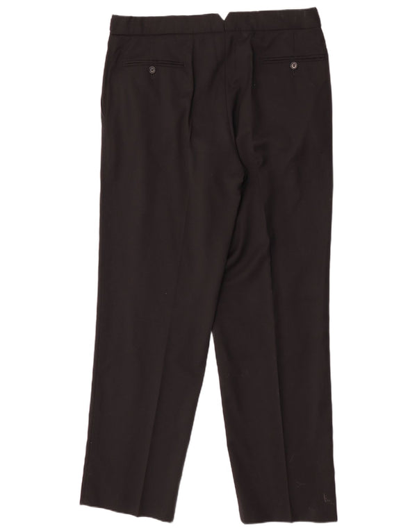 Calça chino reta masculina Marks & Spencer W36 L31 preta de lã nova
