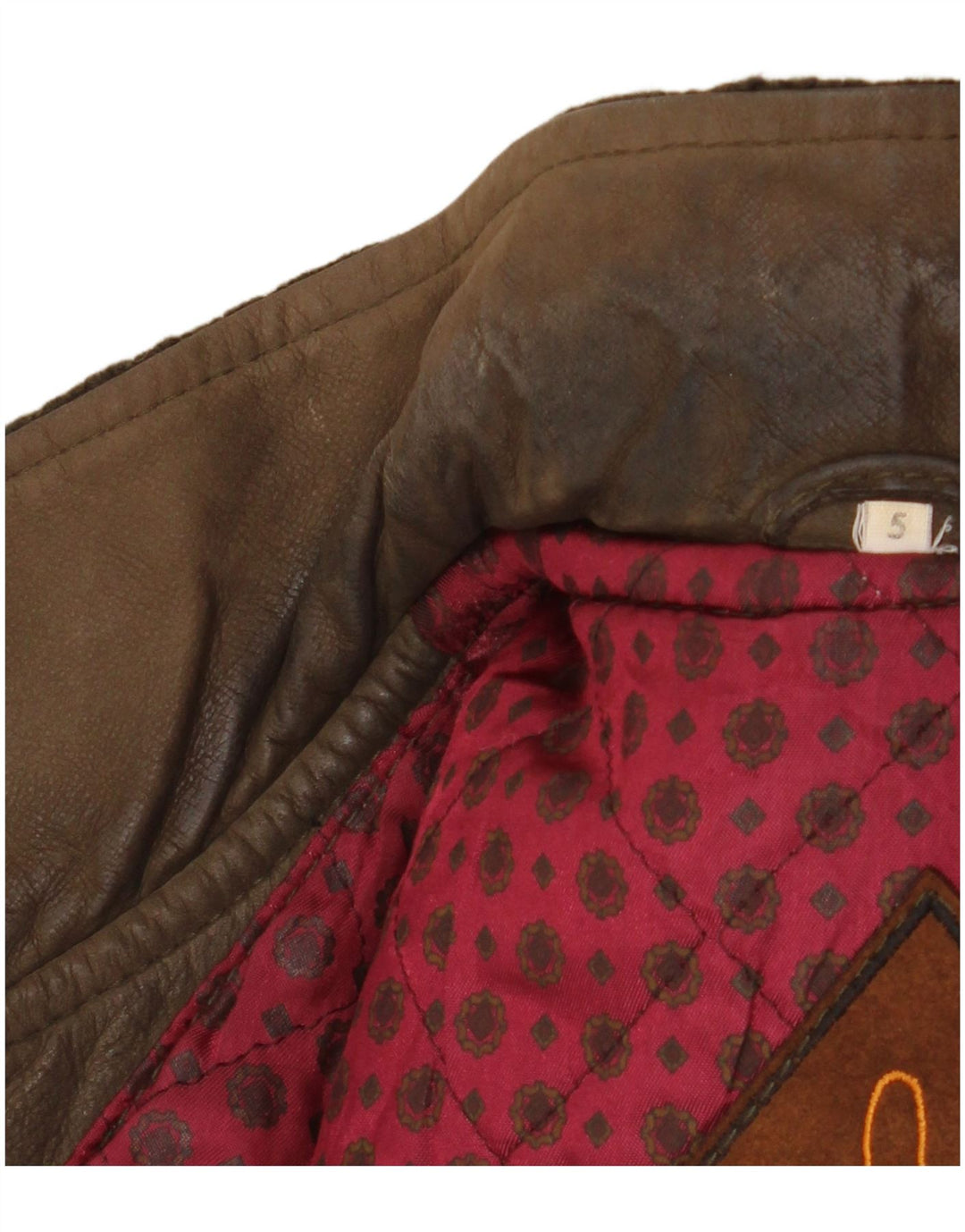 Jaqueta de couro de malha masculina vintage UK 42 XL cáqui Colourblock clássico