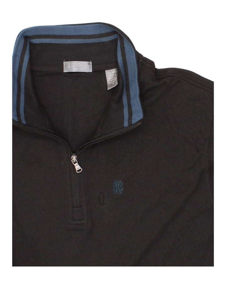 IZOD Mens Golf Zip Neck Sweatshirt Jumper Large Black Cotton Vintage Izod and Second-Hand Izod from Messina Hembry 