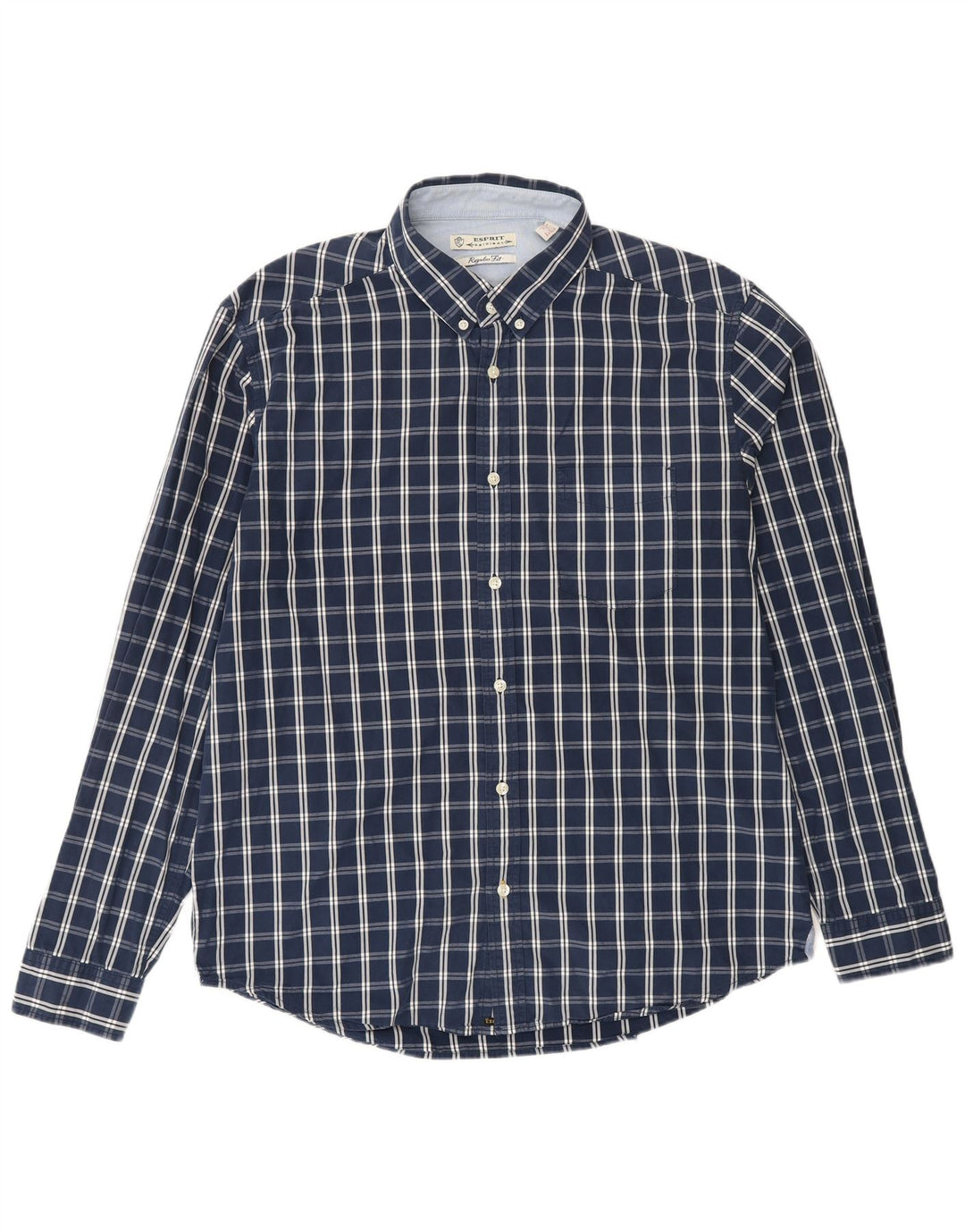 Camisa masculina ESPRIT XL algodão xadrez azul marinho
