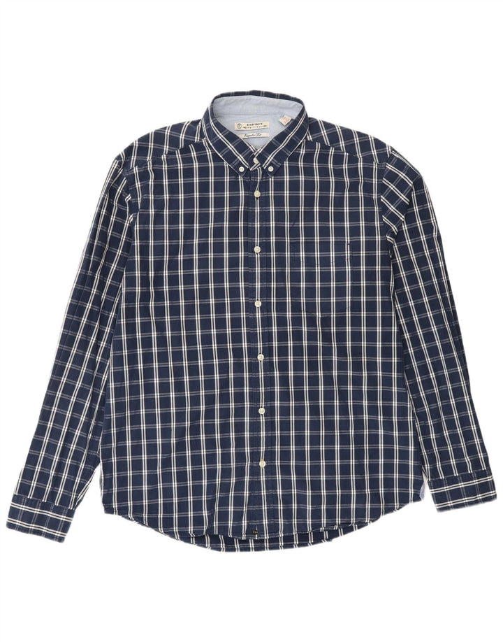 Camisa masculina ESPRIT XL algodão xadrez azul marinho