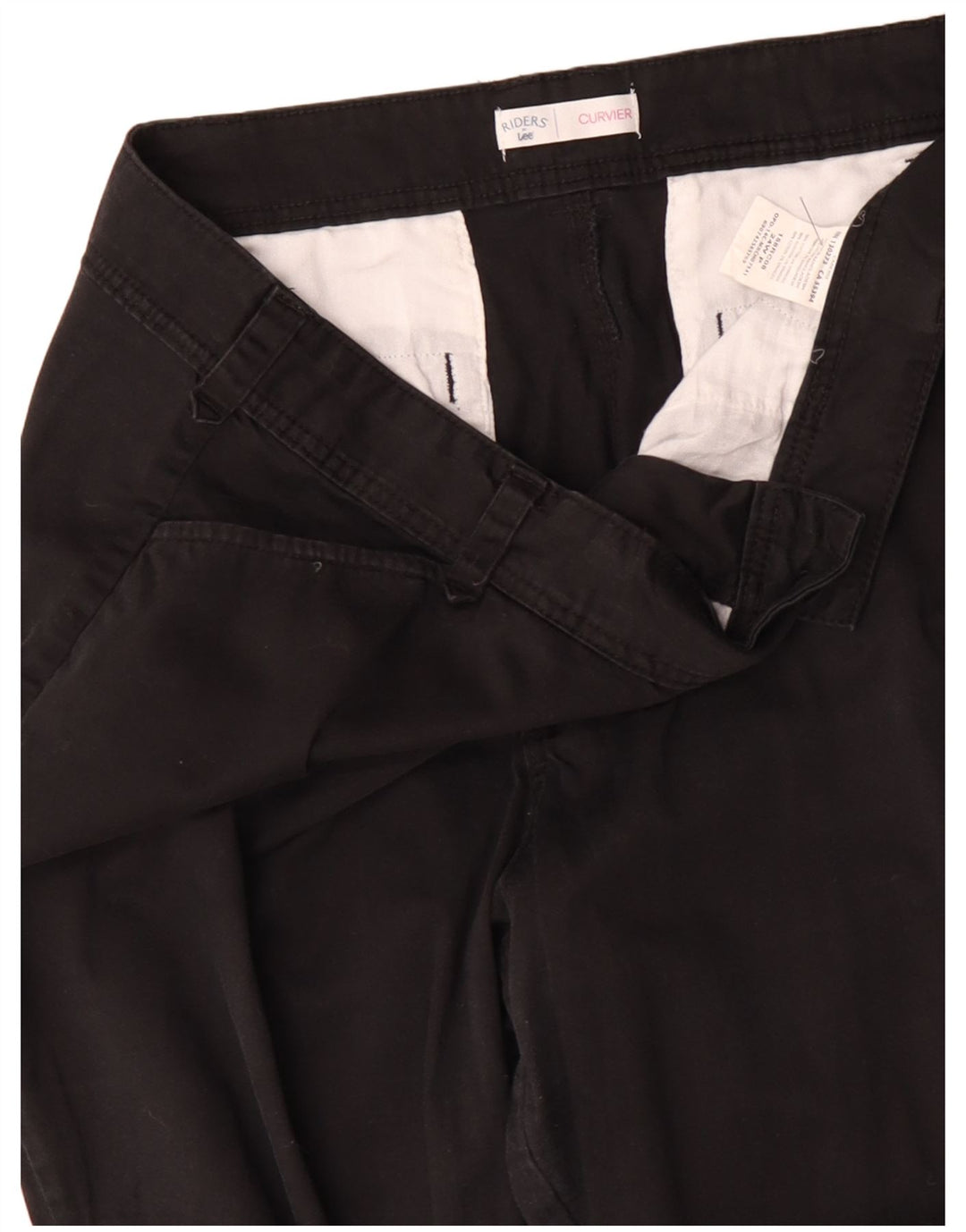 Calça feminina reta casual Lee US 24 4XL W48 L30 algodão preto