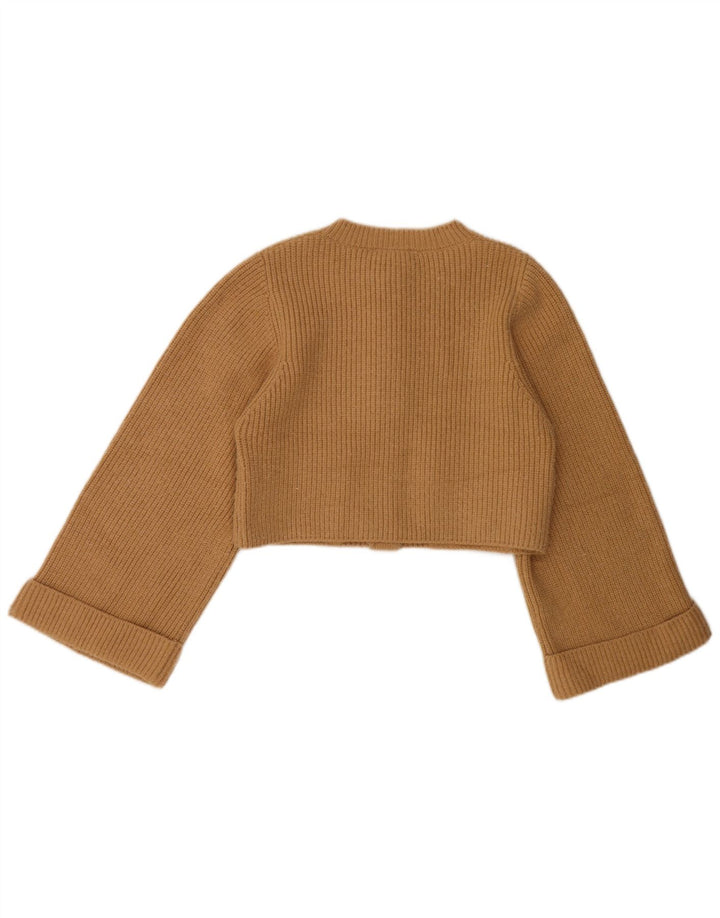 Suéter Zara Feminino Crop Cardigan Reino Unido 12 Médio Bege