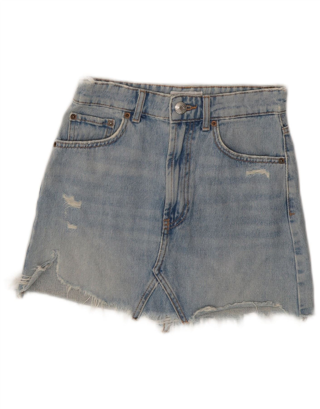 Saia jeans feminina ZARA XS W24 algodão azul