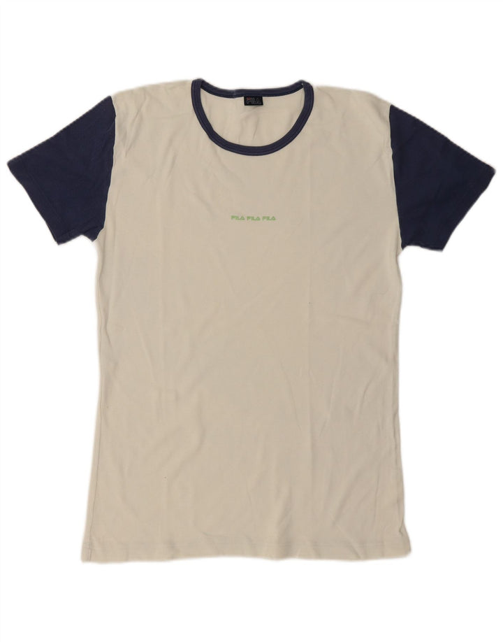 Camiseta masculina Fila Graphic Top médio off white algodão colorblock