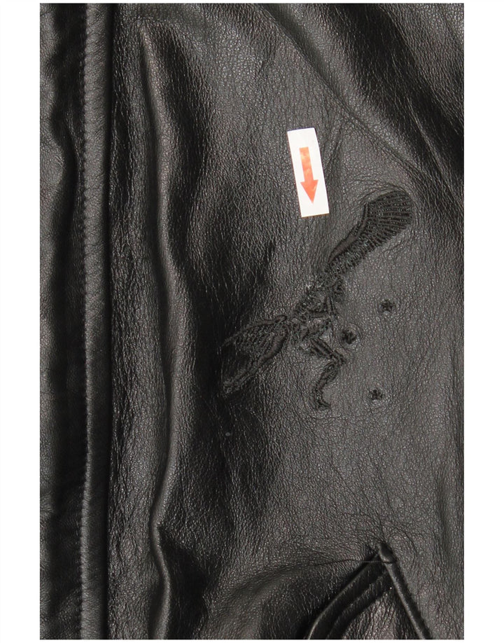 Jaqueta de couro masculina VINTAGE UK 36 pequena couro preto