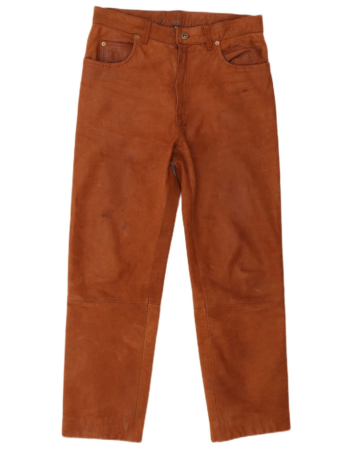 Calça masculina de camurça reta John Devin Classics IT 48 médio W32 L28 marrom