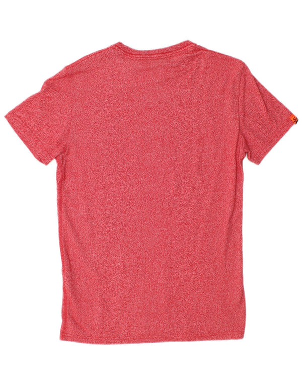 Camiseta masculina Superdry com estampa gráfica pequena de algodão manchado vermelho