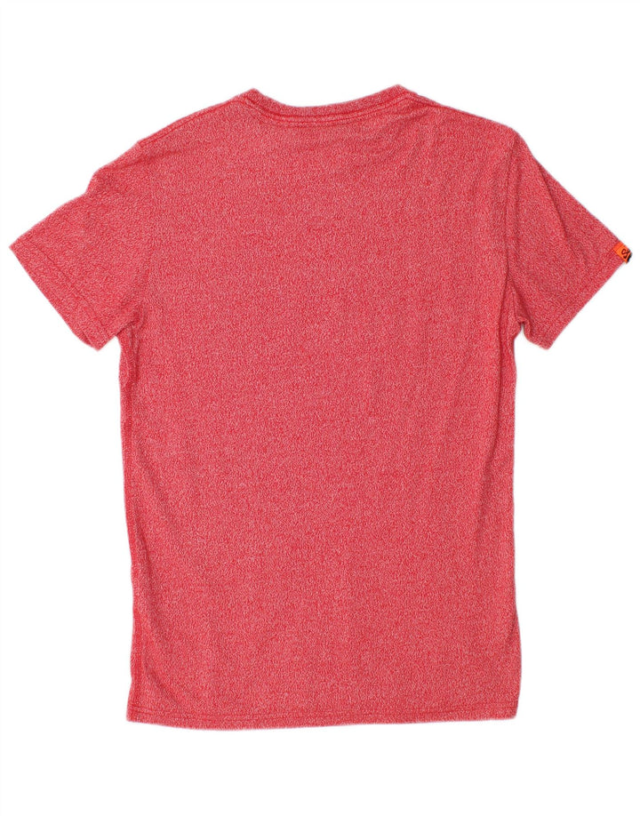 Camiseta masculina Superdry com estampa gráfica pequena de algodão manchado vermelho