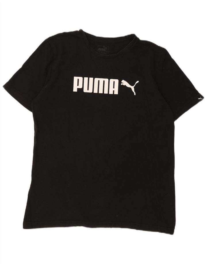 Puma Mens Graphic T-Shirt Top Médio Algodão Preto