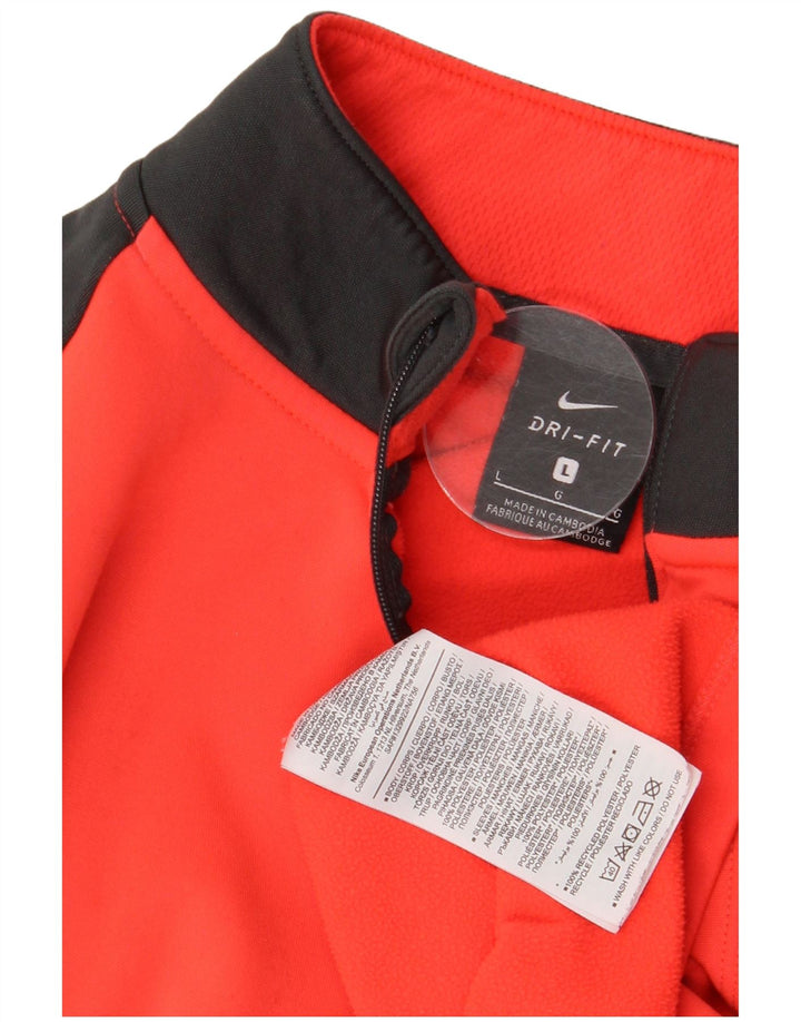 Pulôver masculino Nike Dri Fit com decote em zíper e moletom grande em bloco vermelho