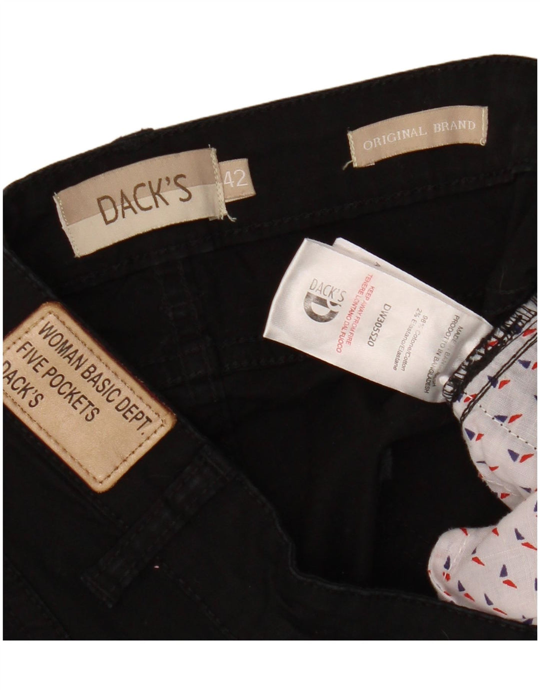 Shorts jeans feminino de ajuste regular da Dack IT 42 médio W28 algodão preto