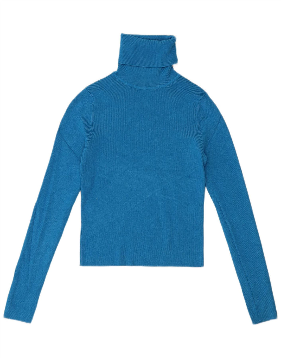 Suéter feminino ZARA com gola alta e gola alta Reino Unido 12 viscose azul médio