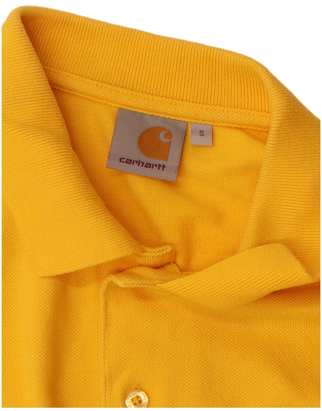 Camisa polo masculina CARHARTT pequena de algodão amarelo