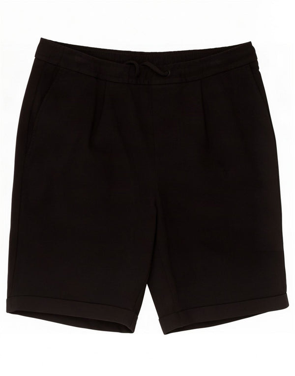 Zara Mens Casual Shorts Médio W30 Poliéster Preto