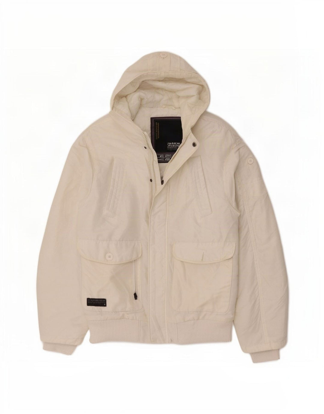 Jaqueta bomber masculina com capuz Jack & Jones Reino Unido 38 poliéster branco médio