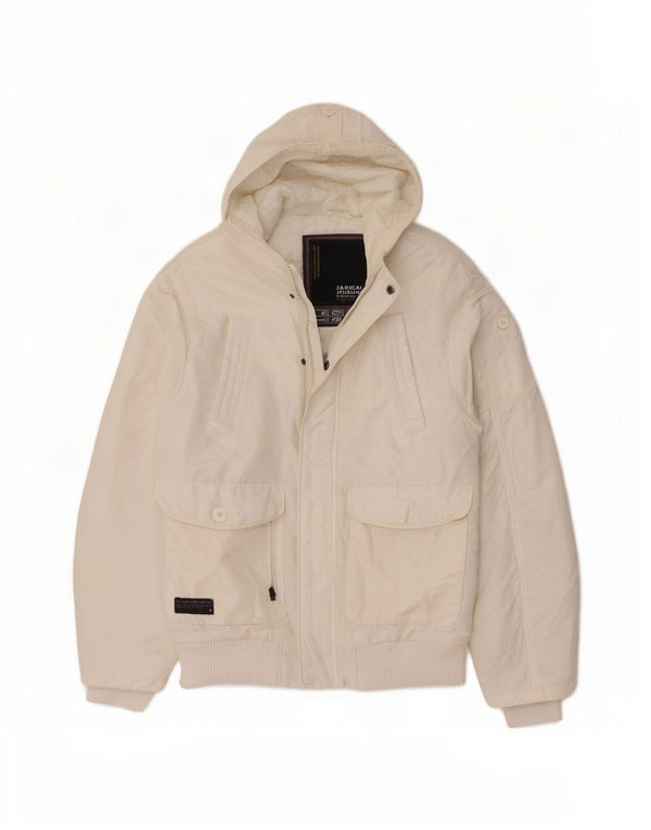Jaqueta bomber masculina com capuz Jack & Jones Reino Unido 38 poliéster branco médio