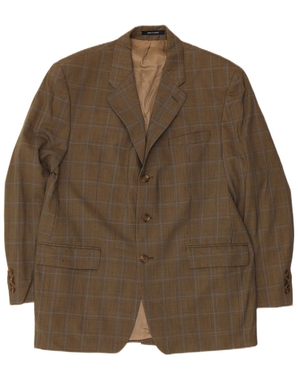 Chaps Ralph Lauren Mens 3 Button Blazer Jacket UK 40 Large Khaki Check