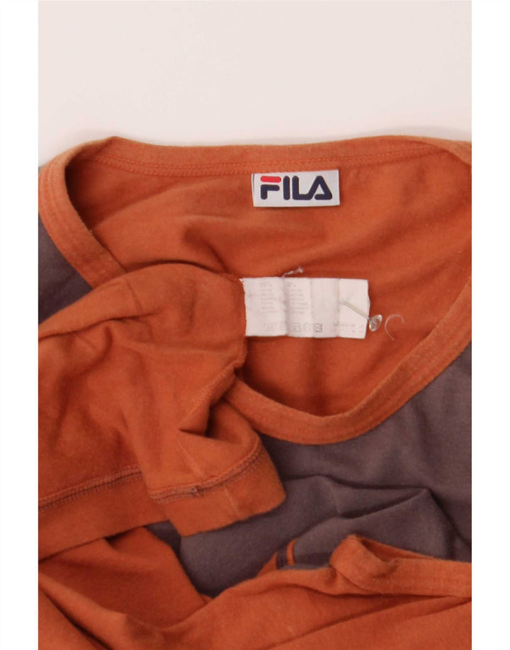 Fila Mens Vest Top Pequeno Algodão Colorblock Marrom