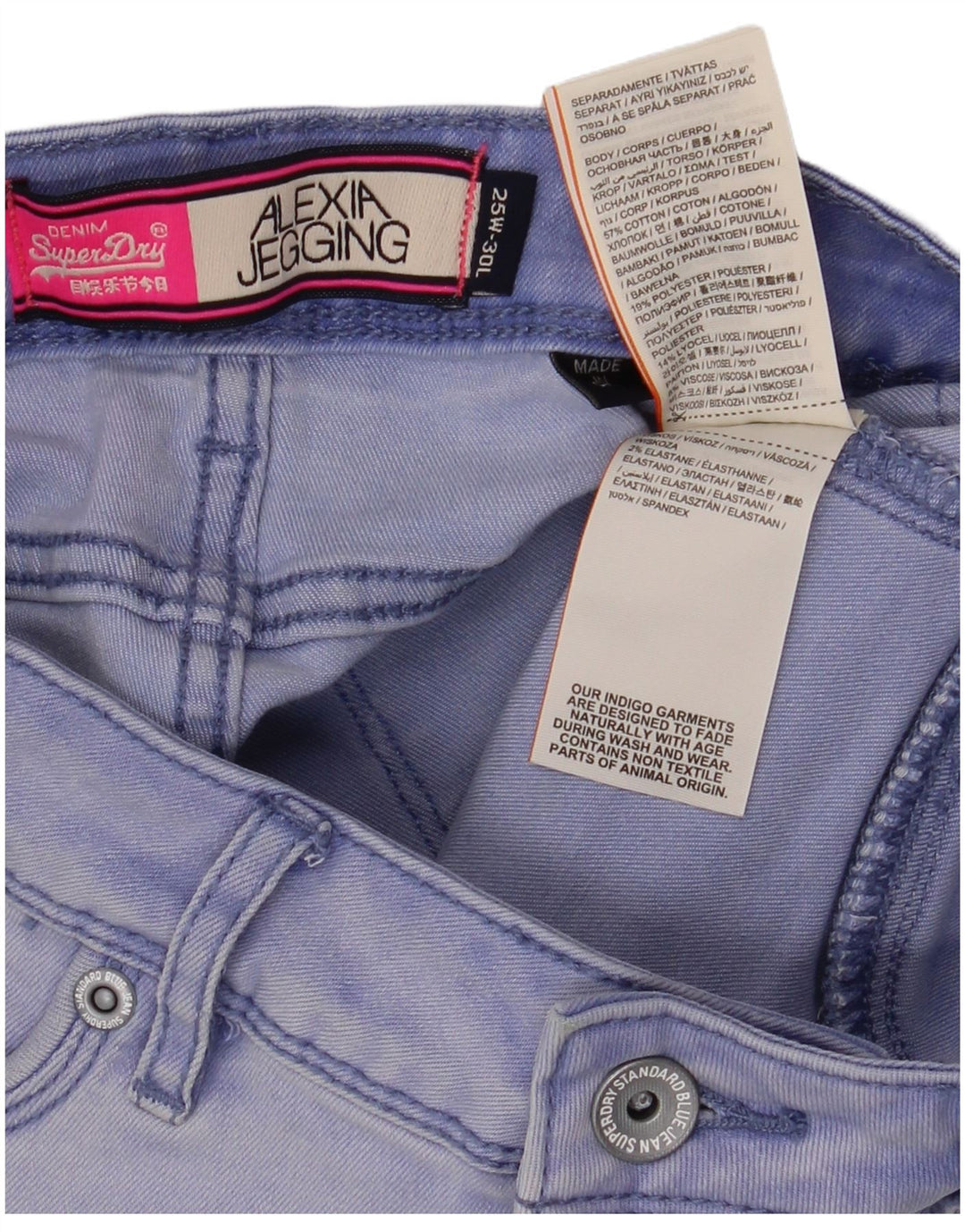 Jeans Superdry Feminino Alexia Distressed Jegging W25 L30 Azul Algodão