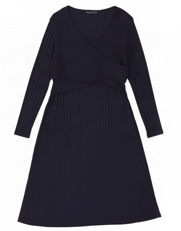 Vestido jumper feminino de manga comprida Marks & Spencer Reino Unido 16 grande azul marinho