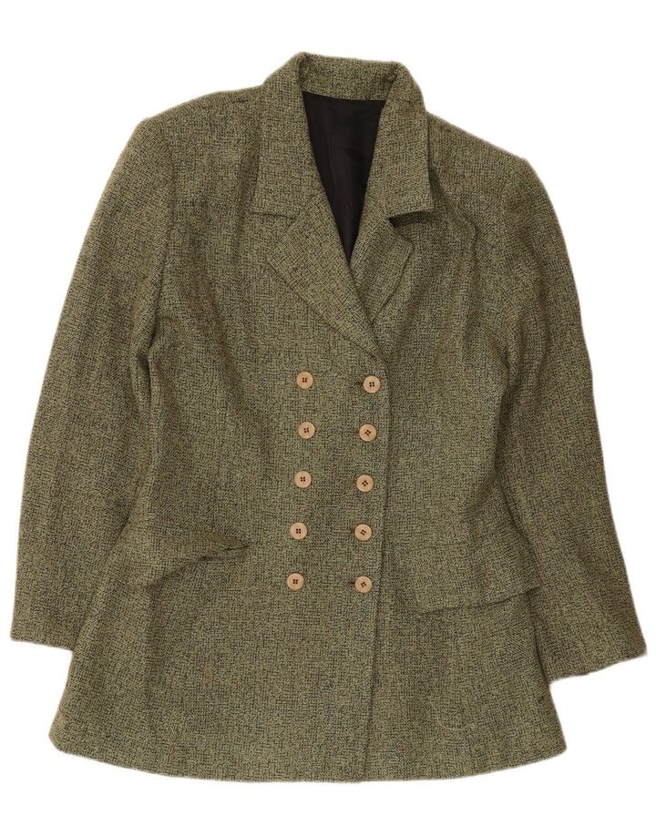 Jaqueta blazer feminina vintage com peito duplo Reino Unido 14 verde médio