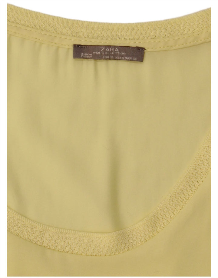 Zara Blusa Feminina Top UK 10 Pequena Amarela