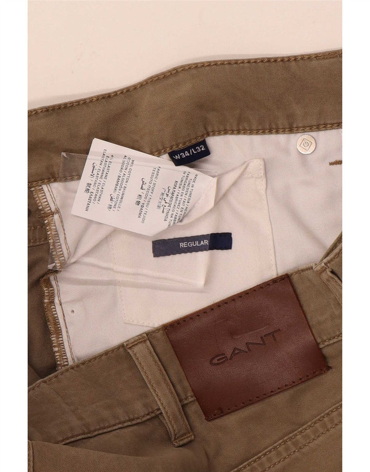 Calça masculina casual regular Gant W34 L32 algodão bege