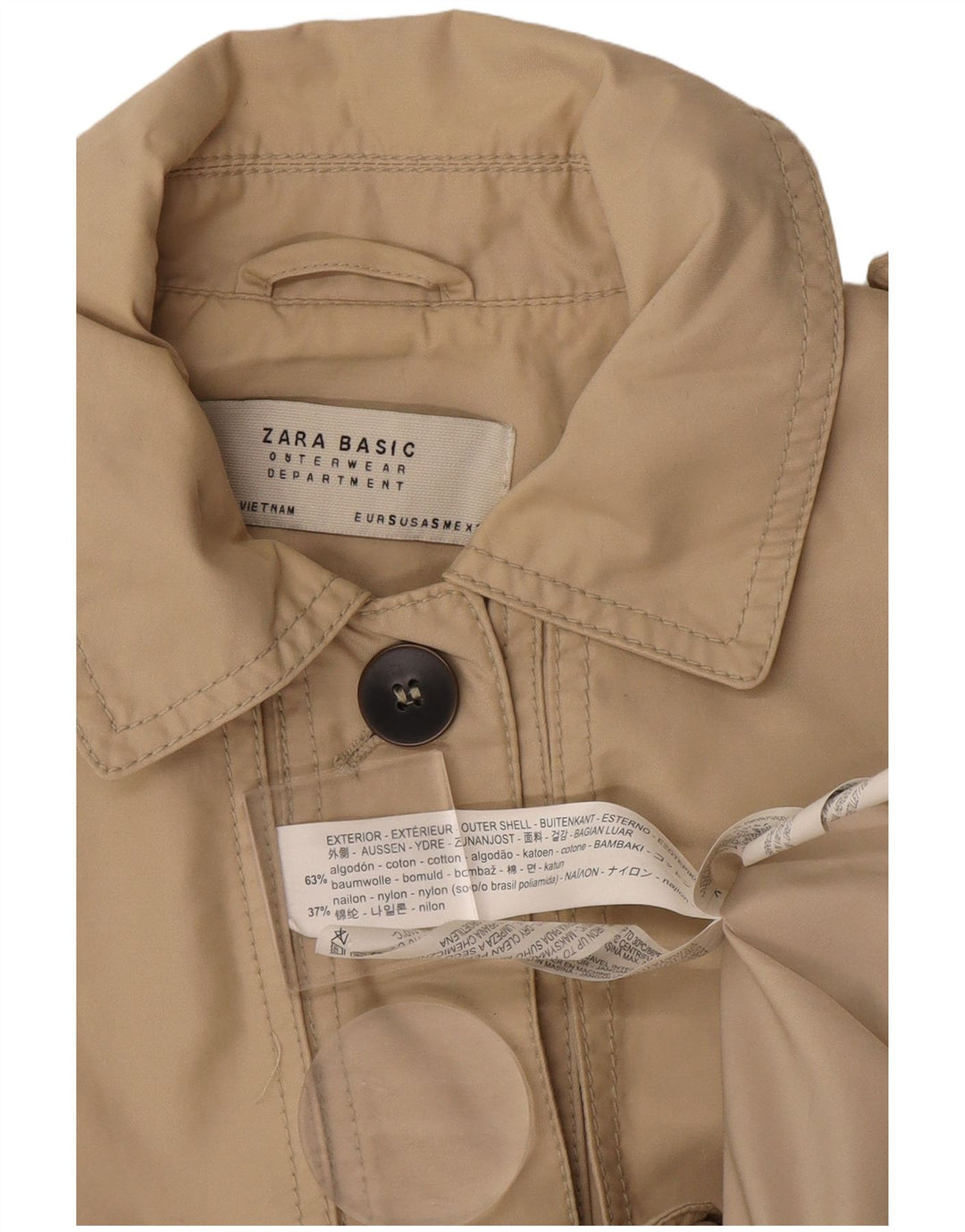 Zara Womens Trench Coat UK 10 Pequeno Algodão Bege