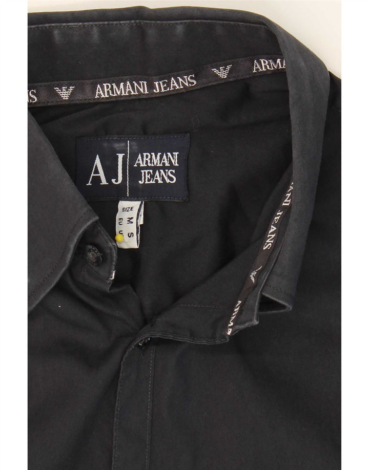 Armani Jeans Camisa masculina média azul marinho algodão