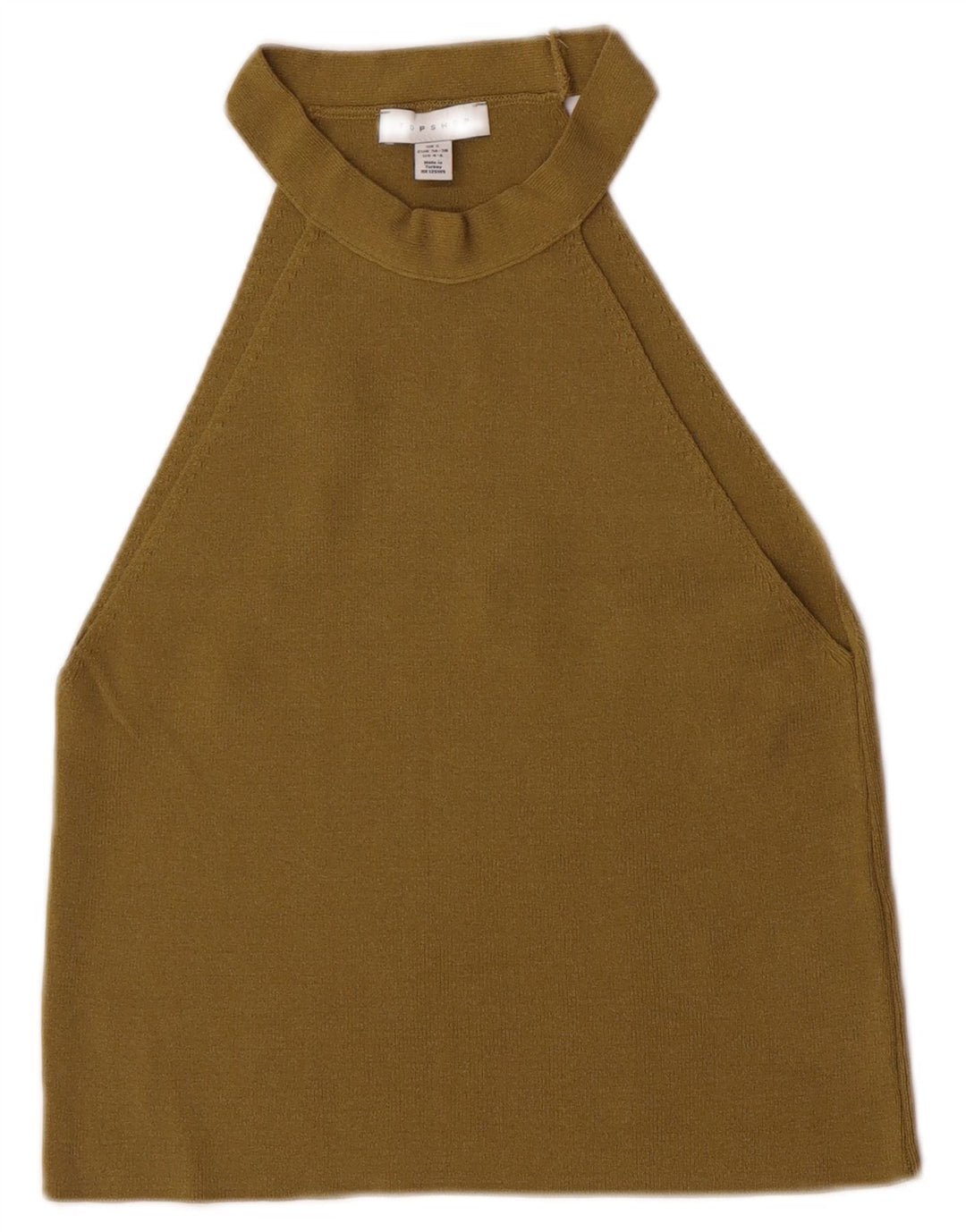 Topshop feminino cropped top UK 8 pequeno cáqui viscose